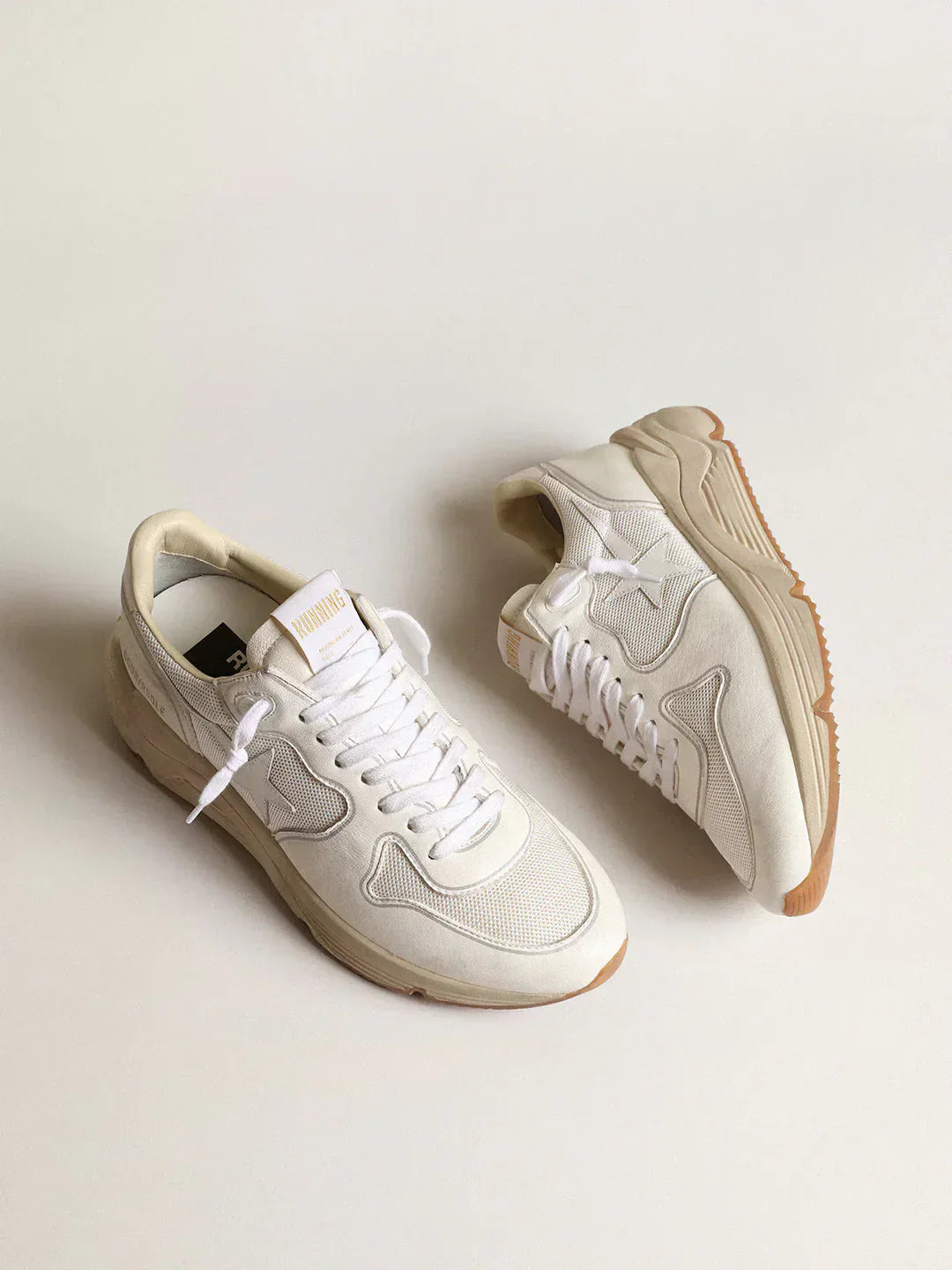 Running Sole homme en résille et nappa blancs
